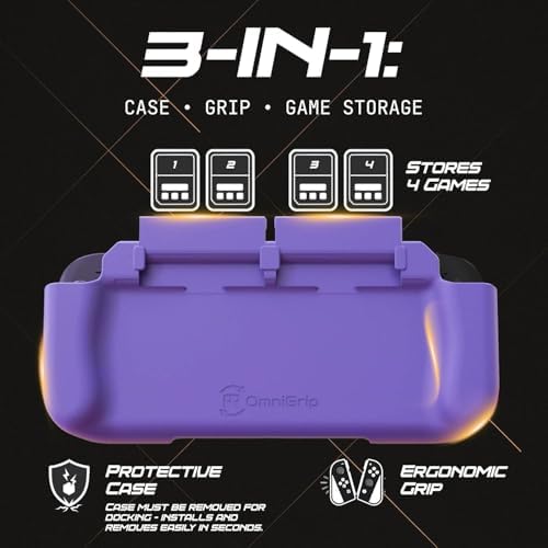 OmniGrip 3-in-1 Nintendo Switch 2 Grip Case & Reversible Switch Cover, Ergonomic Handheld Grip – 4-Game Card Storage, Secure Joy-Con Lock, Low-Profile Shell, Scratch & Dust Console Protection – Indigo - Image 2