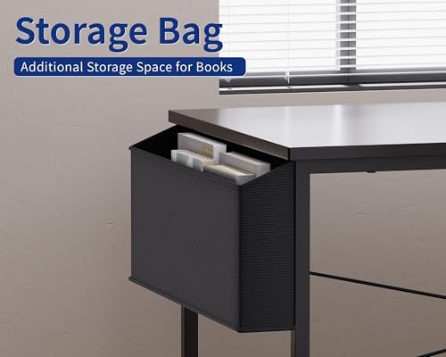 Pamray 64.5 Inch Reversible L Shaped Gaming Desk Large Corner Computer Desk with Storage Bag Home Office Table for Writing Study Marble - Image 6
