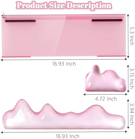 Acrylic Computer Keyboard Stand with Gel Mountain Wrist Rest Keyboard Riser with Comfortable Clear Silicone Mouse Wrist Pad Ergonomic Tilted Transparent Keyboard Holder for Desktop Office Hot Pink - Image 2