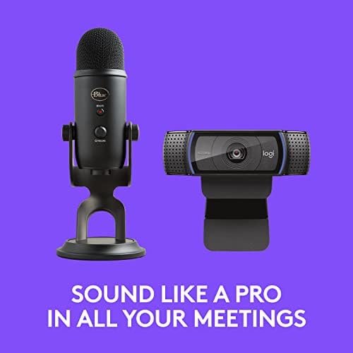 Logitech C920x HD Pro Webcam, Full HD 1080p/30fps - Black w/Blue Yeti USB Microphone - Blackout - Image 3