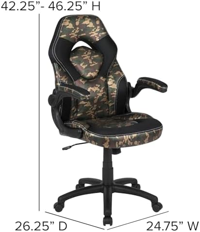 Flash Furniture X10 Gaming Chair Racing Office Ergonomic Computer PC Adjustable Swivel Chair with Flip-up Arms, Camouflage/Black LeatherSoft | Ergonomic, Adjustable, Flip-up Arms, Racing Style - Image 3