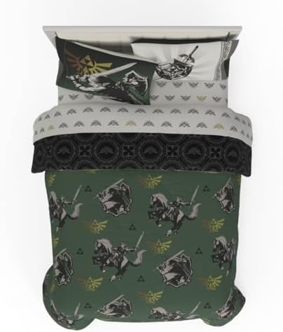 Legend of Zelda Gaming Bedding Set, 7 Piece Super Soft Reversible Comforter and Sheet Set with Sham, Full, (Officially Licensed Product) by Franco Collectibles by Franco