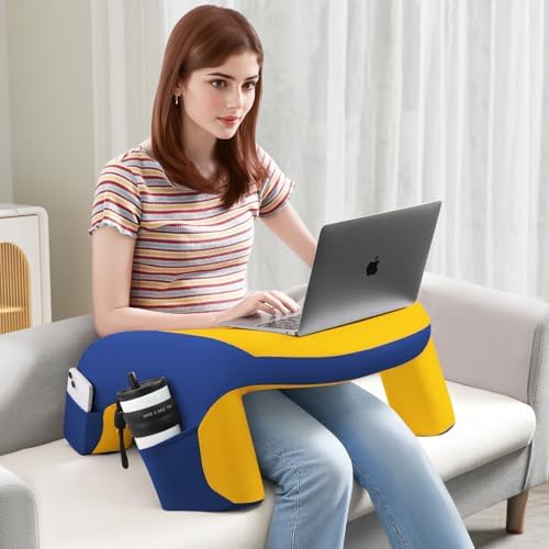 Reading Pillow, Gaming Pillow for Lap, Bed Desk for Laptop and Writing, Memory Foam Lap Desk for Reading, Working, Playing Steam Deck Switch or Sitting in Bed, Floor Sofa- Yellow by WOGAHEV