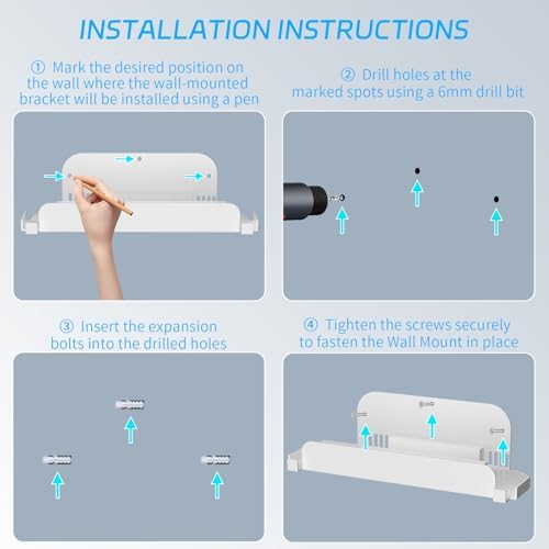 JDDWIN Wall Mount Stand for Switch 2 (2025)/ Switch OLED, Metal Gaming Shelf Accessories for Wall with Joy-Con 2 Hanging Hook and 6 Game Storage Holder Safety Store Controller Holder (White) - Image 4
