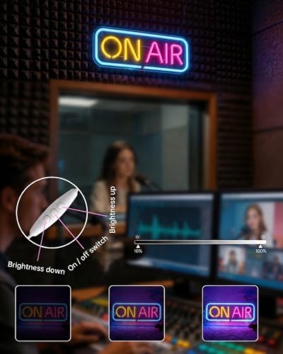 On Air LED Sign for Recording Studio, Light Up On Air Neon Signs for Streaming, Podcast, Gaming Room Decor, Bright Red/White Light for Streamers, USB Powered - Image 5