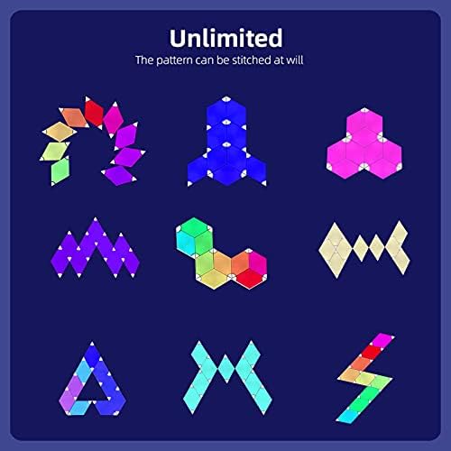 Smart Rhombus LED Wall Gaming Light Panels RGB Colorful Rhythm Edition 9 Pack,APP Control,Compatible with Alexa,Google Home for Gaming Setup,Bedroom,Living Room,Party Decor. - Image 5