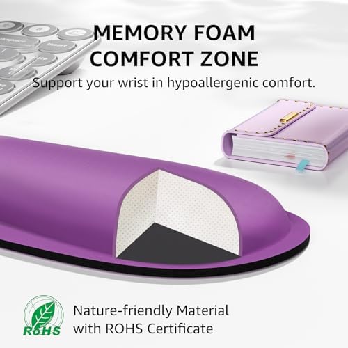 KTRIO Keyboard Wrist Rest & Mouse Pad with Wrist Rest, Violet Purple | Memory Foam Wrist Support, Ergonomic Design, Non-Slip Base, Office and Home Use - Image 3