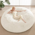 Bean Bag Cover (No Filler) - Faux Fur Beanbag Chairs Covers Only, Stuffed Animal Storage Bean Bag for Adults, Oversized Washable Beanbag Cover Without Filling, 6FT, White by ODreamyDogs