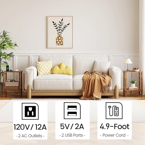 TUTOTAK End Table with Charging Station, Side Table Set of 2, Nightstand - Image 5