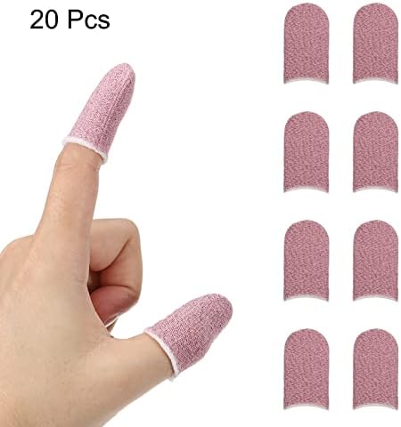 MECCANIXITY Mobile Gaming Finger Sleeve Controller Finger Thumb Sleeve Gloves Pink/White, Carbon Fiber Anti-Sweat Breathable, for Mobile Phone Game, Pack of 20 - Image 3