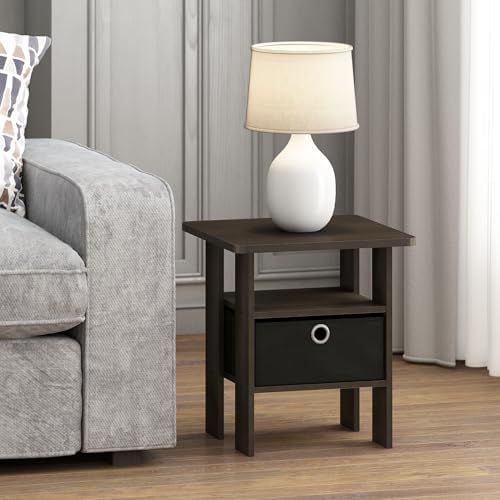 Furinno ANDREY Square Side Table, End Table, Night Stand, Dark Walnut - Image 2