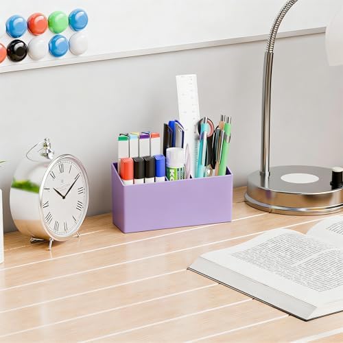 Yieach 2 Pack Magnetic Marker Holder for Whiteboard with Magnet and Adhesive - Non Slip Acrylic Magnetic Pen Cup,Dry Erase Marker Holder for Expo,Refrigerator,Locker and Classroom Organizer,Purple - Image 5