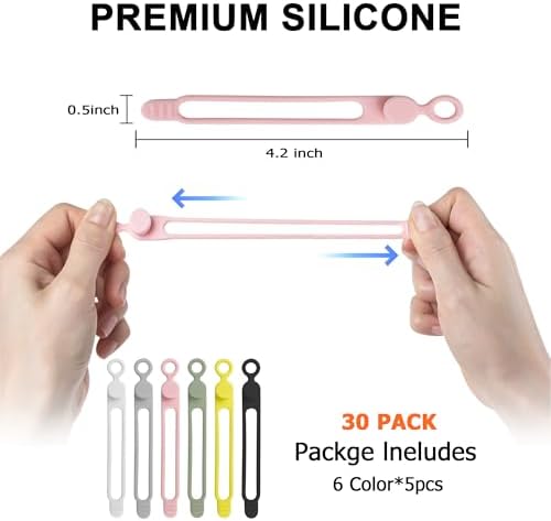 30Pcs Silicone Cable Ties, Cord Organizer Cable Management - Image 2