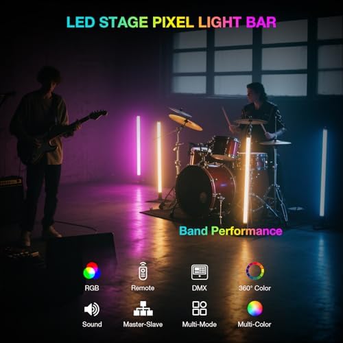 LED Stage Light Bar: 360° Full Coverage Lighting - 60W 120LED RGB Pixel Tube - Remote DMX Control - Great for DJ Party Live Show Band Club Event - Image 2