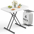 Folding Table 30 Inch - 4pack,Small Desk Adjustable Height TV Tray for Laptop, Couch, Camping - Heavy Duty Utility Foldable Table for Small Spaces, No Assembly Required, White by FoldingFurniture