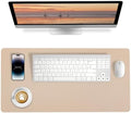 Bloss Leather Desk Mat, Mouse Pad, Waterproof Small Desk Pad, Desk Matt for Desktop, Non-Slip Desk Pad Mat for Office Work/Home - Beige (27.6 x 13.8 Inches) by Bloss