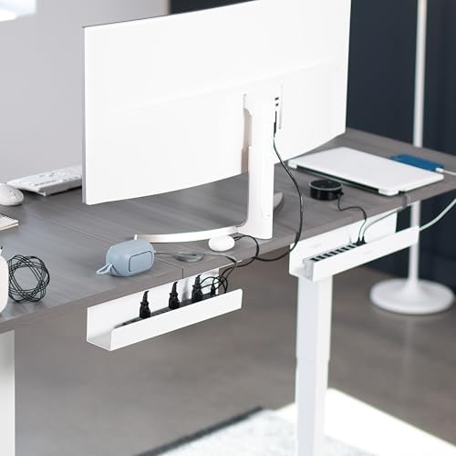 VIVO 2 Pack White 17 inch Under Desk Cable Management Tray, DESK-AC06-2CW - Image 2