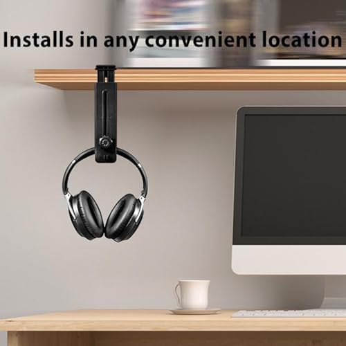 Rotatable Under Desk Headphone Stand Hanger, Heavy-Duty ABS Hook Mount Clamp for Gaming & Music Headsets, Space Saving Desktop Workspace Organizer Rack - Image 5