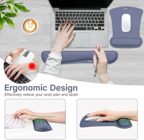 MOSISO Wrist Rest Support for Mouse Pad & Keyboard Set, Navy Lime - Image 3