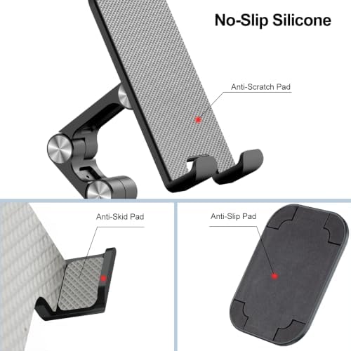OCYCLONE Phone Stand, Foldable Cell Phone Stand Holder for Desk Office Accessories Adjustable Height and Angle iPhone Stand - Black - Image 2