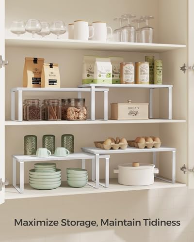 SONGMICS Cabinet Organizer Shelf, Set of 2 Spice Rack, Kitchen Storage - Image 3