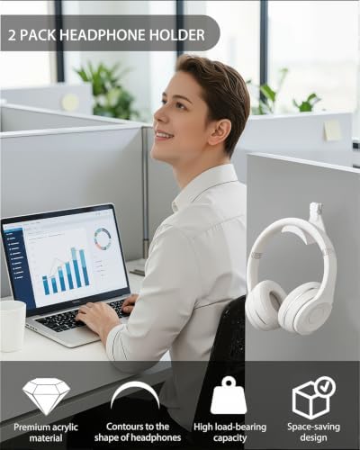 2 Pack Fabric Wall Headphone Holder | Cubicle Headphone Stand - Image 4