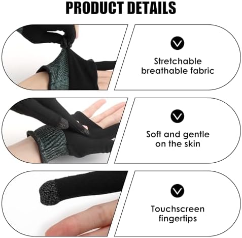 8 Pcs Gaming Gloves for Sweaty Hands, Silver Fiber Thumb Gloves - Image 3