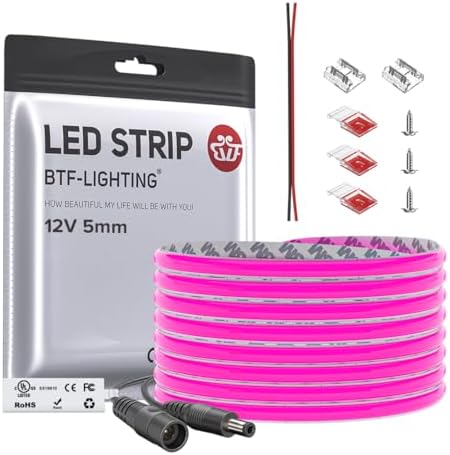 BTF-LIGHTING UL Listed Purple Color 5mm Width FCOB COB LED Strip Light by BTF-LIGHTING