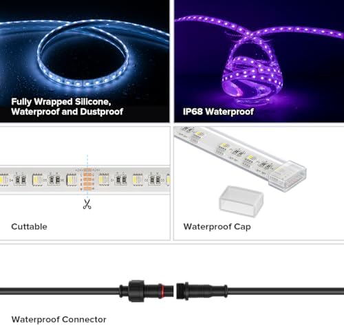 BTF-LIGHTING RGBW LED Strip IP68 Waterproof Cool White DC24V 16.4FT 300LED - Image 3