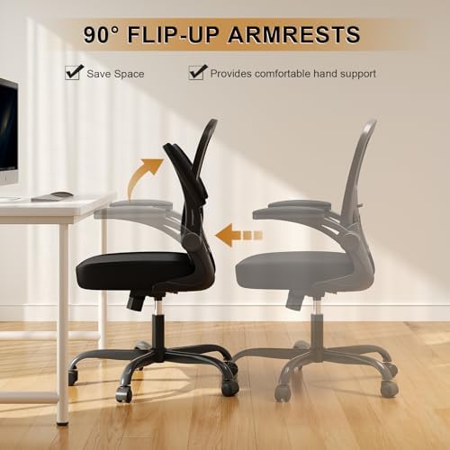 Synorla Office Chair|Ergonomic Desk Chairs (Pack of 2) | Flip-up Armrests,Mesh Computer Chair,High Back,Comfy Work,Adjustable Lumbar Support - Image 5