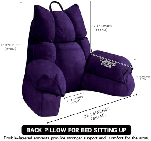 Reading Pillow for Bed with Arms, Back Support, Memory Foam（Grape, Large） - Image 2