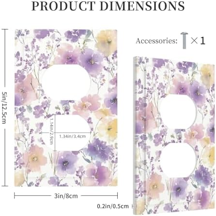 Outlet Covers Purple Floral Watercolor Wildflower Decorative 1 Gang Duplex Light Switch Cover Plate Single Electrical Receptacle Wall Plate Plug Switchplate Faceplate for Bedroom Decor - Image 5