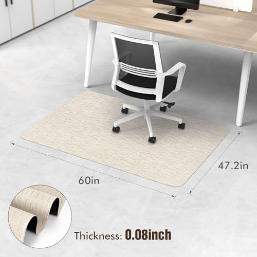 Blvornl Office Chair Mat for Hardwood Floor, Computer Chair Mat, 47.2"x 60" | Light Brown, Waterproof, easy to clean, suitable for hardwood, laminate, Rattan Woven Pattern, Durable Solid PVC Material - Image 2