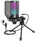 FIFINE AmpliGame A6V USB Gaming Microphone, Condenser RGB Mic for Streaming by FIFINE