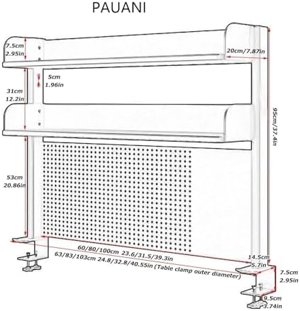 Pegboard Wall Organizer Panels.Pegboard Desk Nizer Shelf for Office Gaming Desk Clamp on Desktop Shelving System with Privacy Panel and Desk Accessories Extendable to 239.3in (Color: A) - Image 3