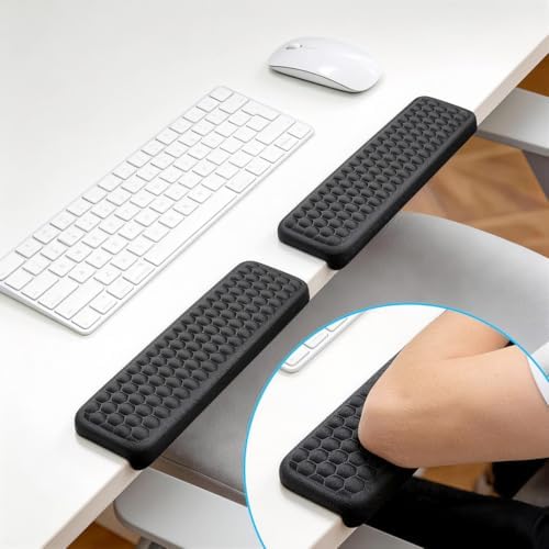 L-Shaped Desk Edge Cushion 2 Pack, Ergonomic Memory Foam Elbow Pad for Desk with Non-Slip Base, Adjustable Keyboard Wrist Rest & Arm Rest for Desktop, Forearm Support Cushion for Office Gaming Home by HarmonySpace