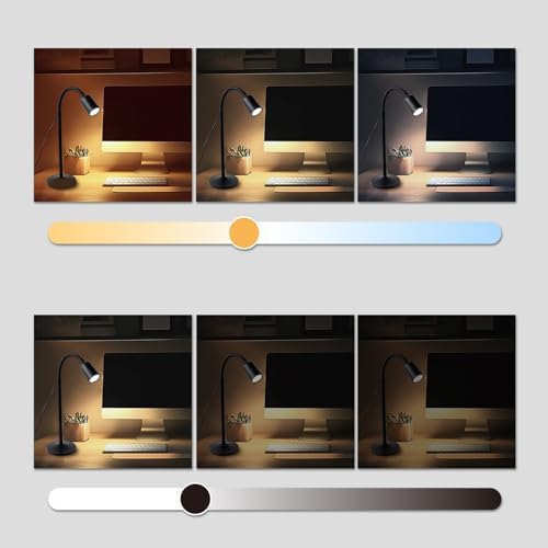 DAMI Small Desk Lamp with Flexible Gooseneck, USB Reading Light Nightstand with 3 Color Temperatures, Dimmable Eye-Caring Bedside Table Lamp for Home Office Bedroom Dorm RV - Black - Image 3