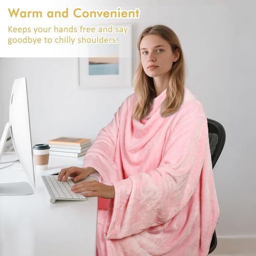 Catalonia Wearable Blanket with Sleeves for Women & Men, Fleece Wrap Throw - Image 4
