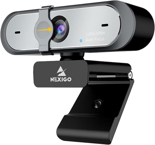 NexiGo N660P (Gen 2) 1080P 60FPS Webcam with Software Control, Dual Microphone & Cover, Autofocus, HD USB Computer Web Camera, for OBS/Gaming/Zoom/Skype/FaceTime/Teams/Twitch by NexiGo