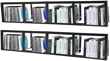 2Pcs Black Floating Shelves for Wall, Wall Mount 34 Inch Video Games CD DVD Organizer Media Storage Rack, Cube Storage Organizer Wall Shelf by KONGKUNI