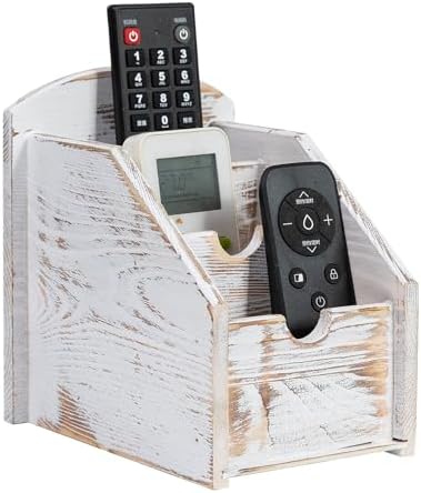 3 Slot Rustic Wooden Remote Control Frame Media Organizer, Office Supply Storage Rack,Pen storage box by VERGOODR