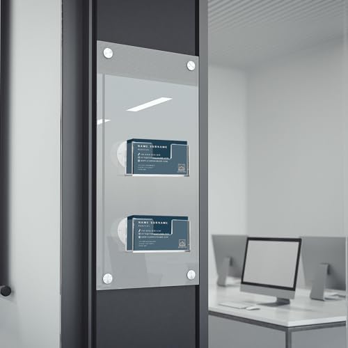 Cinnvoice 2 Pcs Window Mount Business Card Holder with Suction Cups Clear Card Holder Acrylic Single Pocket Organizer Display for Home Office(Rectangular,4.7 x 1.25 x 1.8 Inch) - Image 3