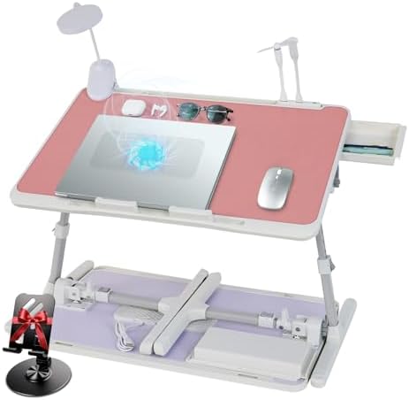 iXTRA Adjustable Laptop Lap Desk with Cooling Fan USB Light for Adults 56x32cm,Pink by IXTRA