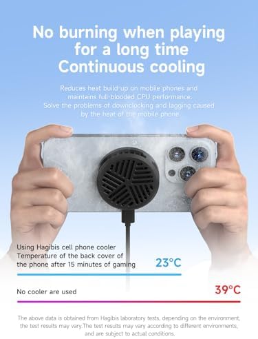 Hagibis Magnetic Cell Phone Cooler Ultrathin Cooling Fan Portable Lightweight Mobile Phone Radiator for iPhone 17 16 15 Pro Max, MagSafe Series, iPad Pro, Android, Tablet (Black) - Image 3