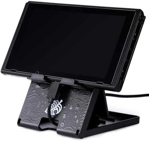 Tscope Foldable Switch Stand for Nintendo Switch/Switch 2/Lite/OLED, Adjustable Compact Portable Holder, Cute Leaf Design Gaming Stand Accessories (Black) - Image 7