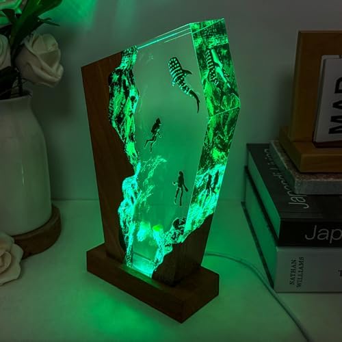 Whale Shark Ocean Resin Lamp, Handmade Resin Night Light with USB Port - Image 5
