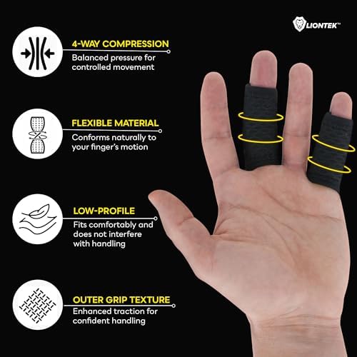 LIONTEK Single Flow Finger Sleeve V3 Pair — Joint Support & Compression for Activity, BJJ, Fitness, Volleyball, Basketball, and More (Small) - Image 2