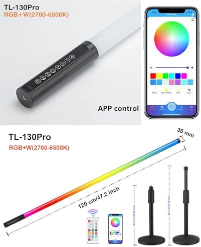 4Pack TL-130Pro RGB LED Tube Lights 4ft Stand with Case 5000mAh Battery Powered APP Control Music Sync 500+ Effects dj Lights Stick for Parties Studio Photography Wedding Booth Stage Lighting - Image 3