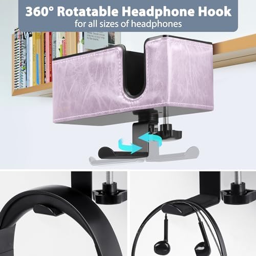 Under Desk Cup Holder Clamp on Cup Holder PU Leather Clip on Desk Organizer - Image 3