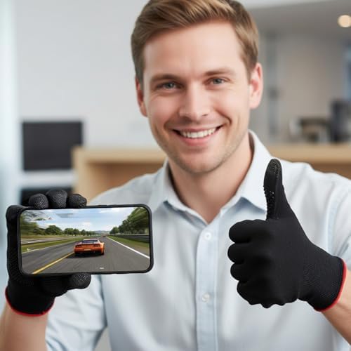 Gaming Gloves for Sweaty Hands, Ultra-Thin Touchscreen Mobile Game Gloves, Anti-Sweat Breathable Finger Sleeve, Non-Slip Silicone Grip for Phone Tablet Gaming, Black Gamer Glove for Streamers - Image 6